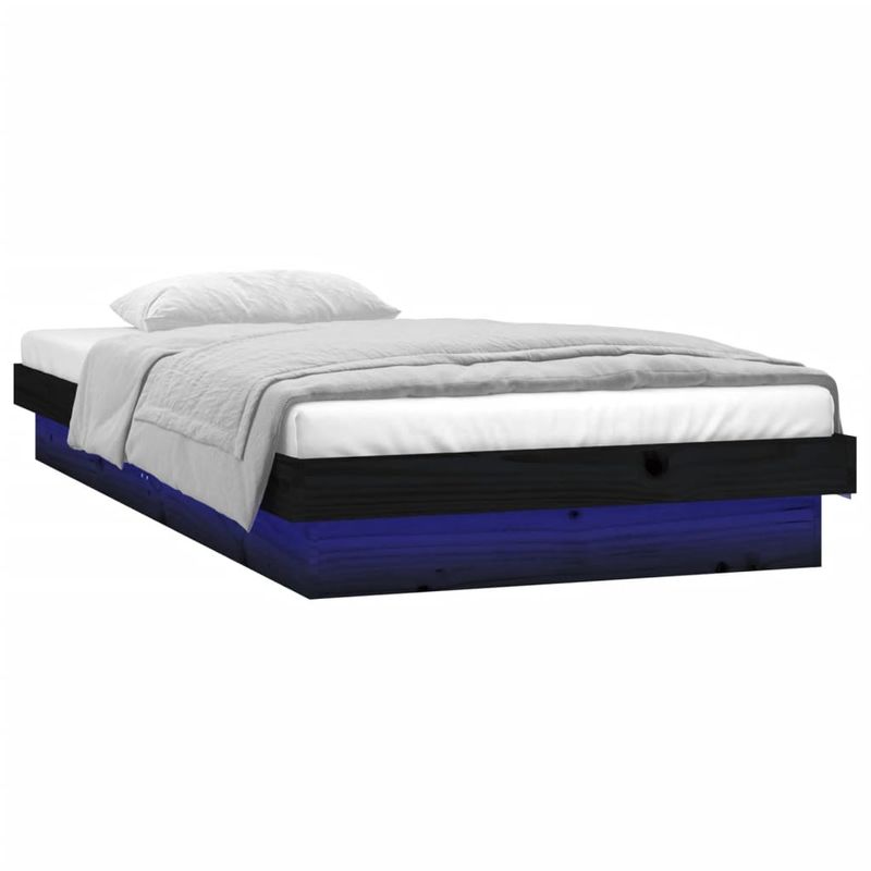 Casa si Gradina - Mobilier - Paturi si accesorii - Paturi - Cadru de pat cu LED, negru, 100x200 cm, lemn masiv - Infinity.ro