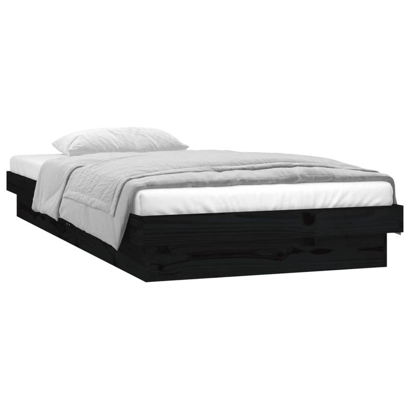 Casa si Gradina - Mobilier - Paturi si accesorii - Paturi - Cadru de pat cu LED, negru, 100x200 cm, lemn masiv - Infinity.ro