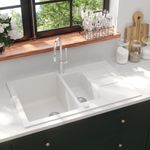 Casa si Gradina - Sanitare - Chiuveta bucatarie si accesorii - Chiuvete bucatarie - Chiuveta de bucatarie cu doua cuve, alb, granit - Infinity.ro
