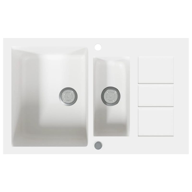 Casa si Gradina - Sanitare - Chiuveta bucatarie si accesorii - Chiuvete bucatarie - Chiuveta de bucatarie cu doua cuve, alb, granit - Infinity.ro