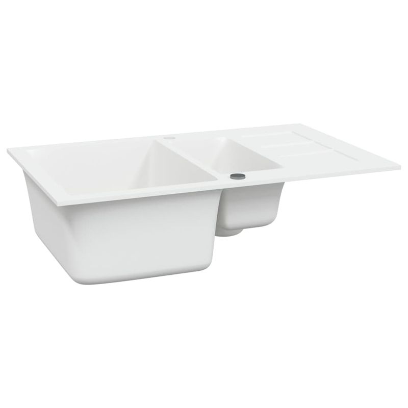 Casa si Gradina - Sanitare - Chiuveta bucatarie si accesorii - Chiuvete bucatarie - Chiuveta de bucatarie cu doua cuve, alb, granit - Infinity.ro