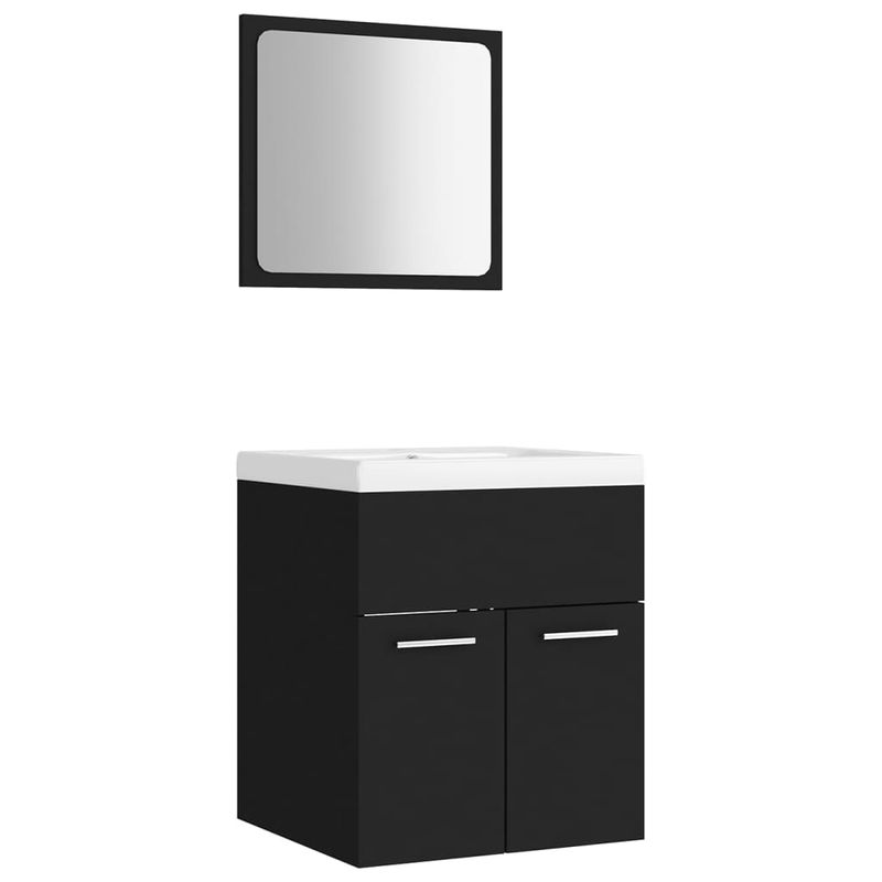Casa si Gradina - Mobilier - Seturi de mobilier - Seturi baie - Set mobilier de baie, negru, lemn prelucrat - Infinity.ro