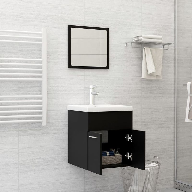 Casa si Gradina - Mobilier - Seturi de mobilier - Seturi baie - Set mobilier de baie, negru, lemn prelucrat - Infinity.ro