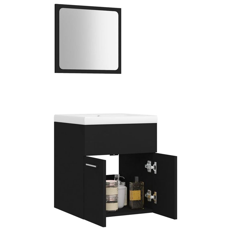 Casa si Gradina - Mobilier - Seturi de mobilier - Seturi baie - Set mobilier de baie, negru, lemn prelucrat - Infinity.ro