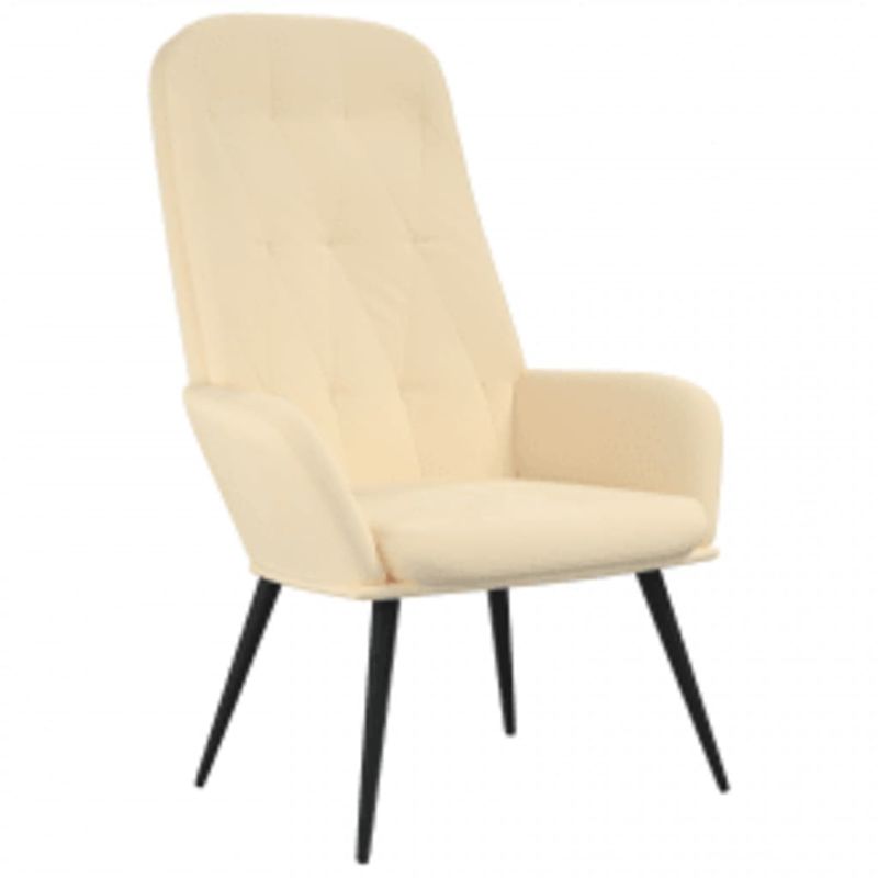Casa si Gradina - Mobilier - Scaune si fotolii - Fotolii - Fotoliu de relaxare cu taburet, alb crem, catifea - Infinity.ro