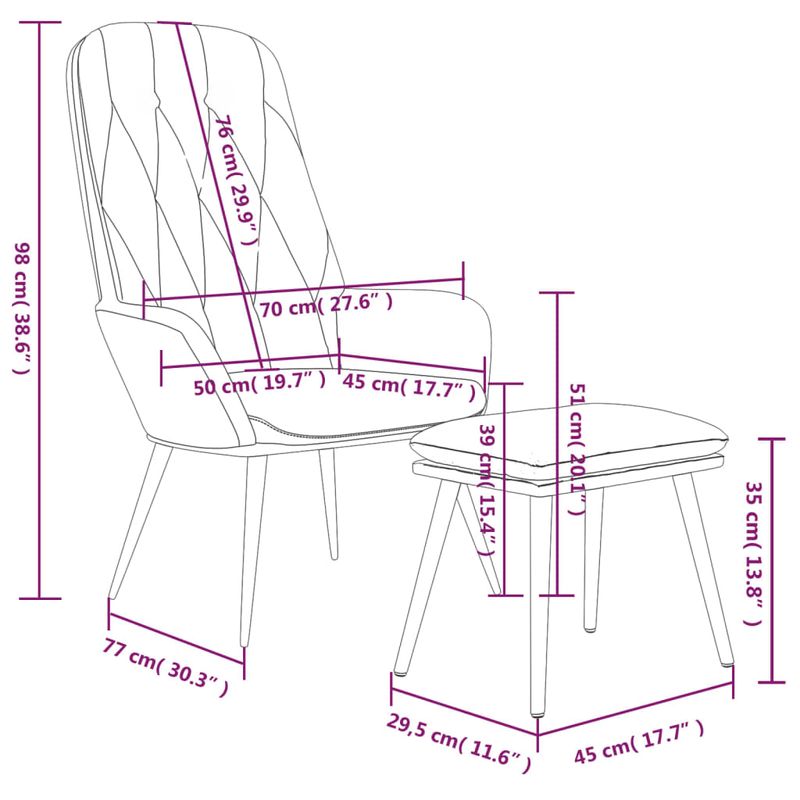 Casa si Gradina - Mobilier - Scaune si fotolii - Fotolii - Fotoliu de relaxare cu taburet, alb crem, catifea - Infinity.ro