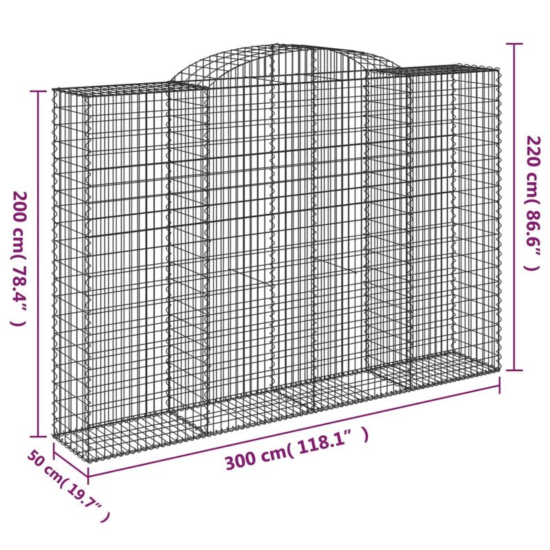 Casa si Gradina - Gradina si terasa - Garduri, panouri si accesorii - Cosuri gabion arcuite 8 buc. 300x50x200/220 cm fier galvanizat - Infinity.ro