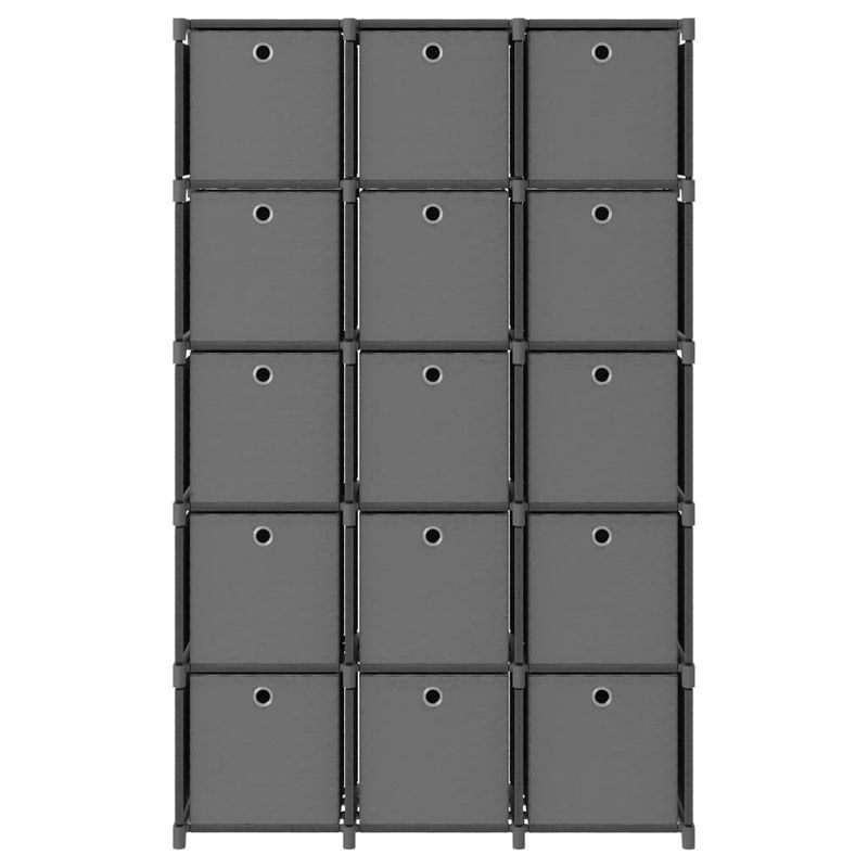 Casa si Gradina - Mobilier - Biblioteci si rafturi - Biblioteci - Raft expunere 15 cuburi, cutii, gri 103x30x175,5 cm, textil - Infinity.ro