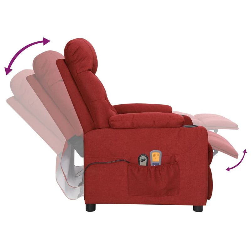 Ingrijire personala si Cosmetice - Sanatate si wellness - Articole wellness - Fotolii de masaj - Fotoliu de masaj electric rabatabil, rosu vin, textil - Infinity.ro