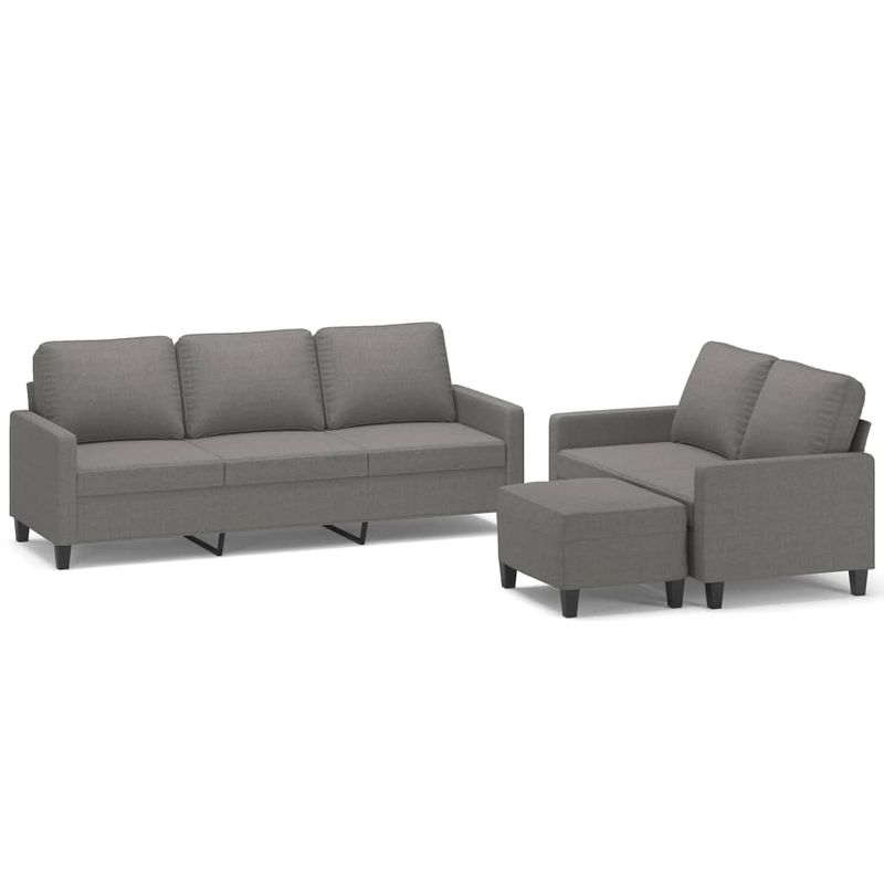 Casa si Gradina - Mobilier - Seturi de mobilier - Seturi living - Set de canapele cu perne, 3 piese, gri inchis, textil - Infinity.ro