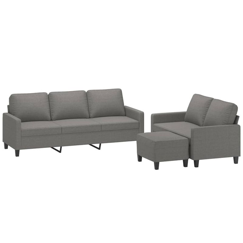 Casa si Gradina - Mobilier - Seturi de mobilier - Seturi living - Set de canapele cu perne, 3 piese, gri inchis, textil - Infinity.ro