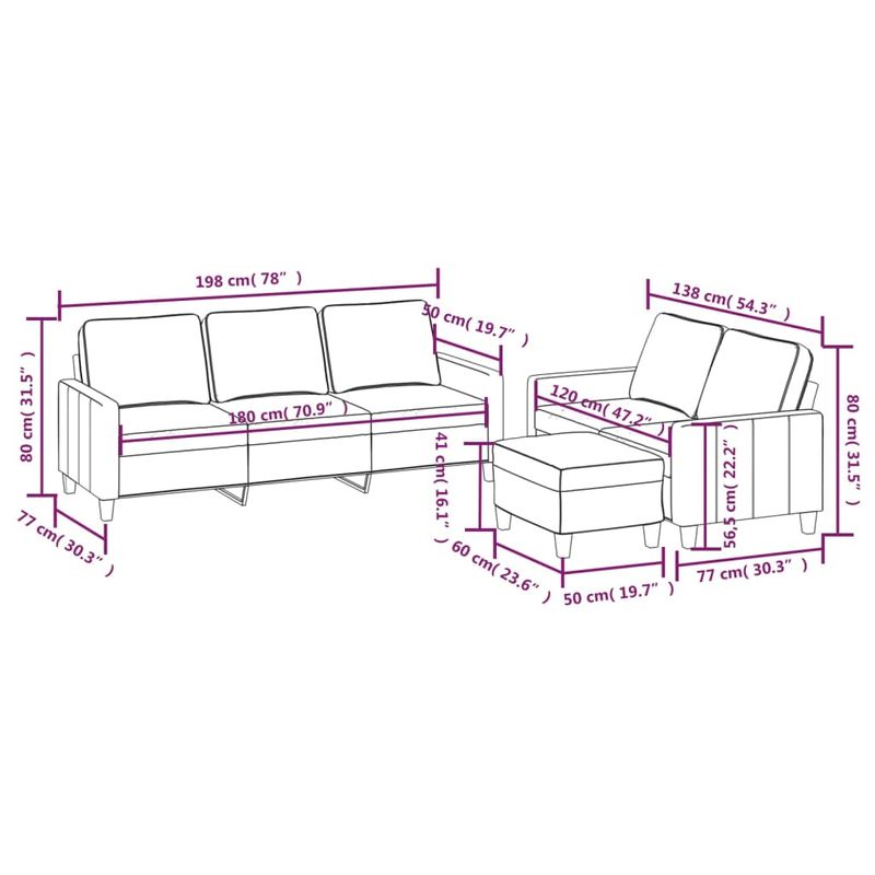 Casa si Gradina - Mobilier - Seturi de mobilier - Seturi living - Set de canapele cu perne, 3 piese, gri inchis, textil - Infinity.ro