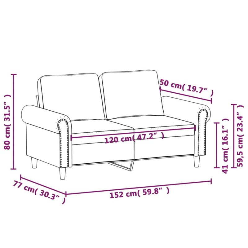 Casa si Gradina - Mobilier - Canapele si coltare - Canapele - Canapea cu 2 locuri, albastru, 120 cm, catifea - Infinity.ro