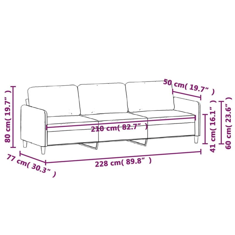 Casa si Gradina - Mobilier - Canapele si coltare - Canapele - Canapea cu 3 locuri, negru, 210 cm, material textil - Infinity.ro