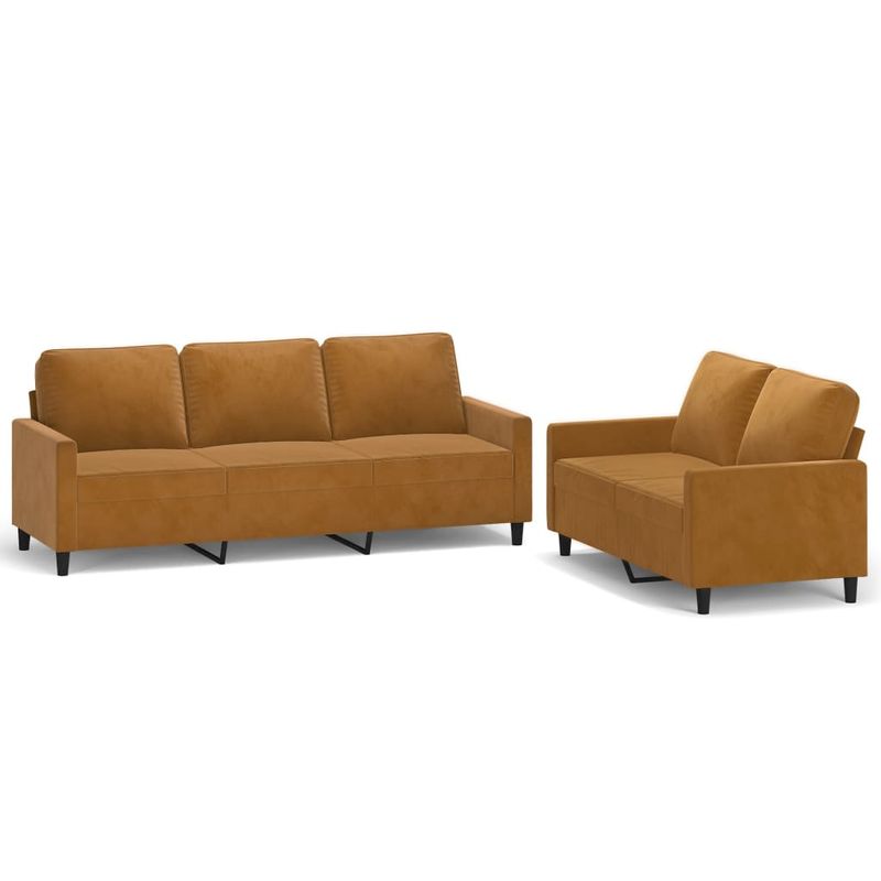 Casa si Gradina - Mobilier - Seturi de mobilier - Seturi living - Set de canapele cu perne, 2 piese, maro, catifea - Infinity.ro