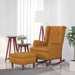 Casa si Gradina - Mobilier - Scaune si fotolii - Fotolii - Fotoliu picioare balansoar, cu taburet, maro, catifea - Infinity.ro