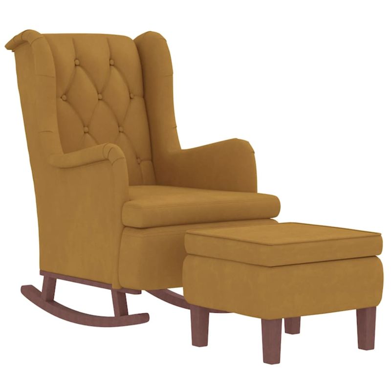 Casa si Gradina - Mobilier - Scaune si fotolii - Fotolii - Fotoliu picioare balansoar, cu taburet, maro, catifea - Infinity.ro