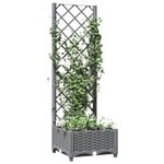 Casa si Gradina - Gradinarit si plante - Plante si ghivece - Ghivece si suporturi - Jardiniera de gradina cu spalier gri deschis 40x40x121,5 cm PP - Infinity.ro