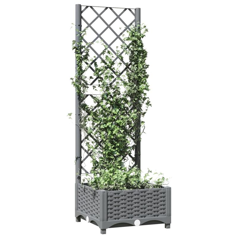 Casa si Gradina - Gradinarit si plante - Plante si ghivece - Ghivece si suporturi - Jardiniera de gradina cu spalier gri deschis 40x40x121,5 cm PP - Infinity.ro