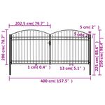 Casa si Gradina - Constructii - Usi interior, exterior si garaj - Usi garaj - Poarta de gard dubla cu varf in arcada, negru, 400x200 cm, otel - Infinity.ro