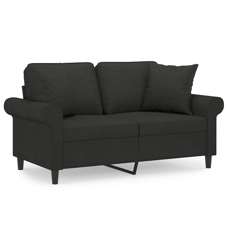 Casa si Gradina - Mobilier - Canapele si coltare - Canapele - Canapea cu 2 locuri cu perne&pernute negru 120 cm textil - Infinity.ro