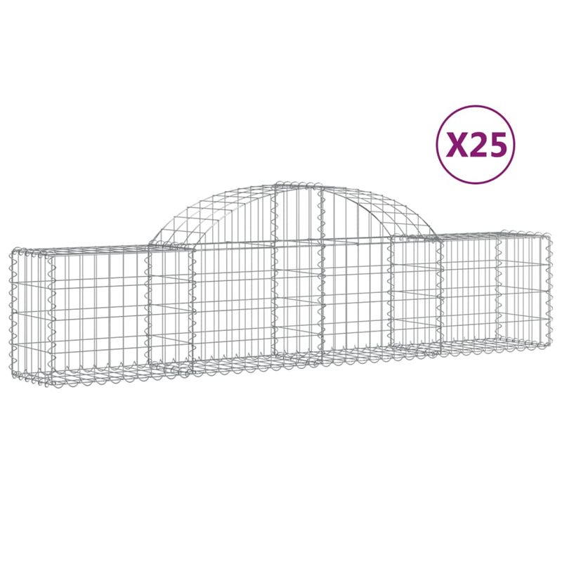 Casa si Gradina - Gradina si terasa - Garduri, panouri si accesorii - Cosuri gabion arcuite 25 buc, 200x30x40/60 cm, fier galvanizat - Infinity.ro