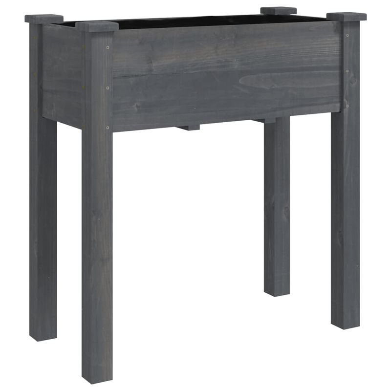 Casa si Gradina - Gradinarit si plante - Plante si ghivece - Ghivece si suporturi - Jardiniera pe roti cu captuseala gri 71x37x80cm lemn masiv brad - Infinity.ro