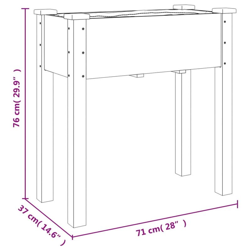 Casa si Gradina - Gradinarit si plante - Plante si ghivece - Ghivece si suporturi - Jardiniera pe roti cu captuseala gri 71x37x80cm lemn masiv brad - Infinity.ro