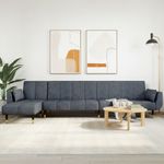 Casa si Gradina - Mobilier - Canapele si coltare - Canapele - Canapea extensibila forma de L gri inchis 275x140x70 cm catifea - Infinity.ro