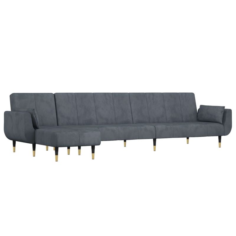 Casa si Gradina - Mobilier - Canapele si coltare - Canapele - Canapea extensibila forma de L gri inchis 275x140x70 cm catifea - Infinity.ro