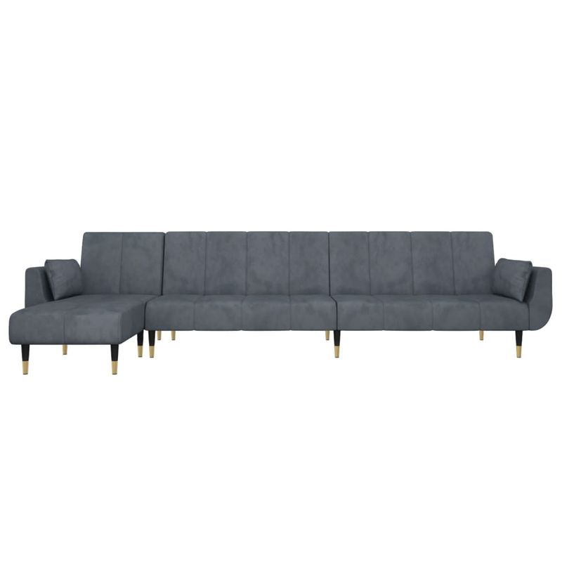 Casa si Gradina - Mobilier - Canapele si coltare - Canapele - Canapea extensibila forma de L gri inchis 275x140x70 cm catifea - Infinity.ro