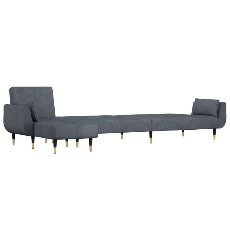 Casa si Gradina - Mobilier - Canapele si coltare - Canapele - Canapea extensibila forma de L gri inchis 275x140x70 cm catifea - Infinity.ro
