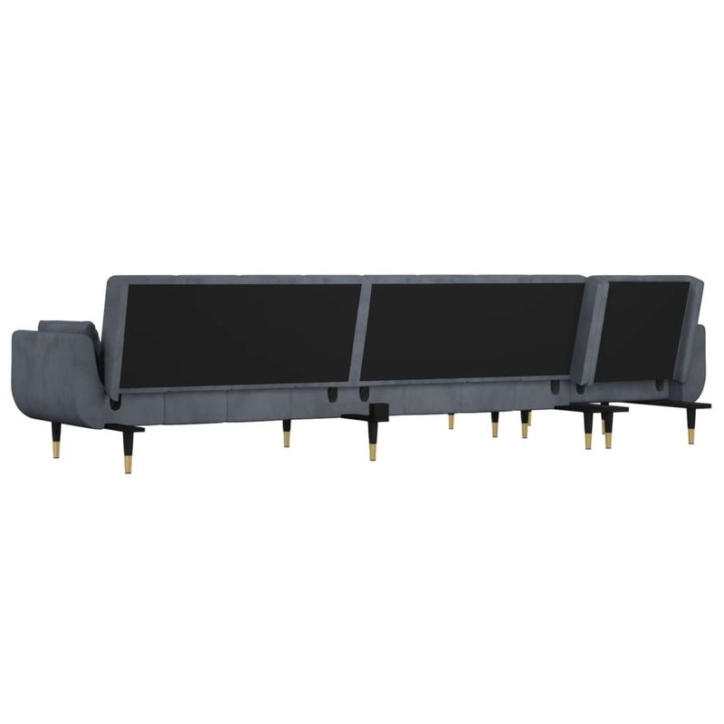 Casa si Gradina - Mobilier - Canapele si coltare - Canapele - Canapea extensibila forma de L gri inchis 275x140x70 cm catifea - Infinity.ro