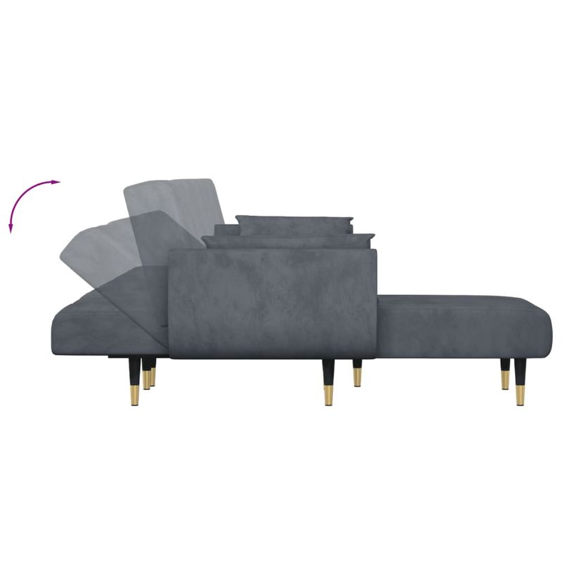 Casa si Gradina - Mobilier - Canapele si coltare - Canapele - Canapea extensibila forma de L gri inchis 275x140x70 cm catifea - Infinity.ro