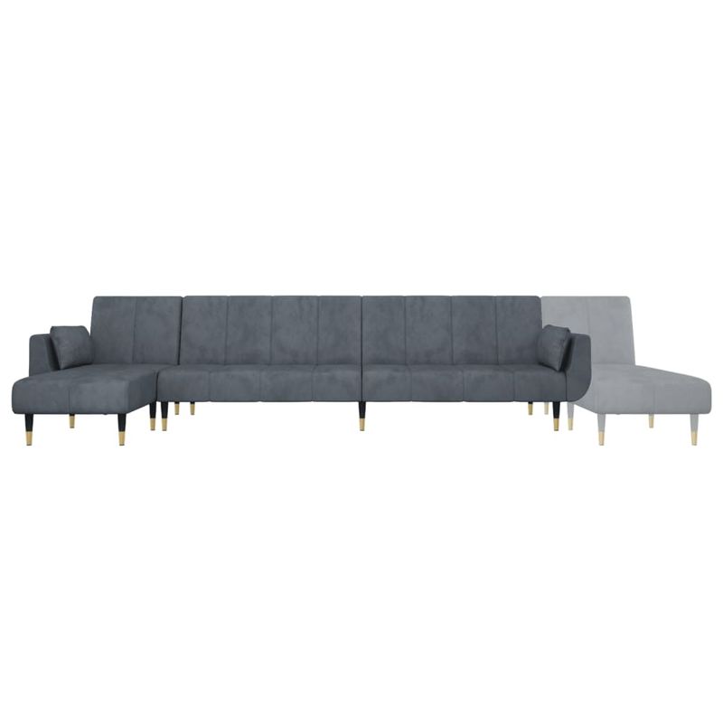 Casa si Gradina - Mobilier - Canapele si coltare - Canapele - Canapea extensibila forma de L gri inchis 275x140x70 cm catifea - Infinity.ro