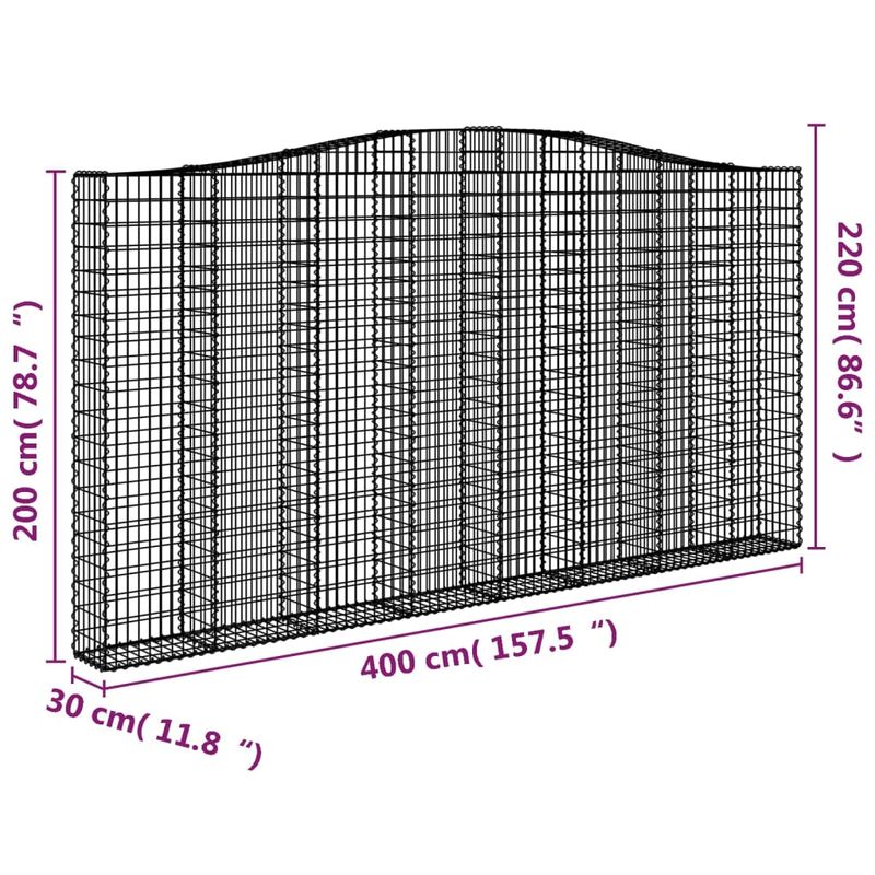 Casa si Gradina - Gradinarit si plante - Plante si ghivece - Ghivece si suporturi - Cosuri gabion arcuite 8 buc. 400x30x200/220 cm fier galvanizat - Infinity.ro