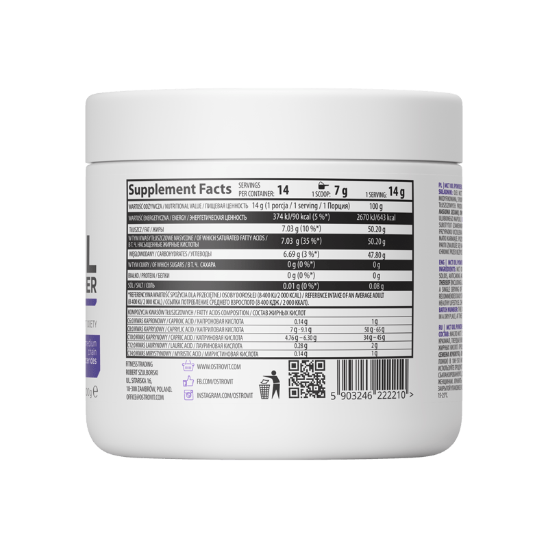 Ingrijire personala si Cosmetice - Sanatate si wellness - Suplimente alimentare - Vitamine si minerale - OstroVit MCT Oil pulbere 200 grame - Infinity.ro