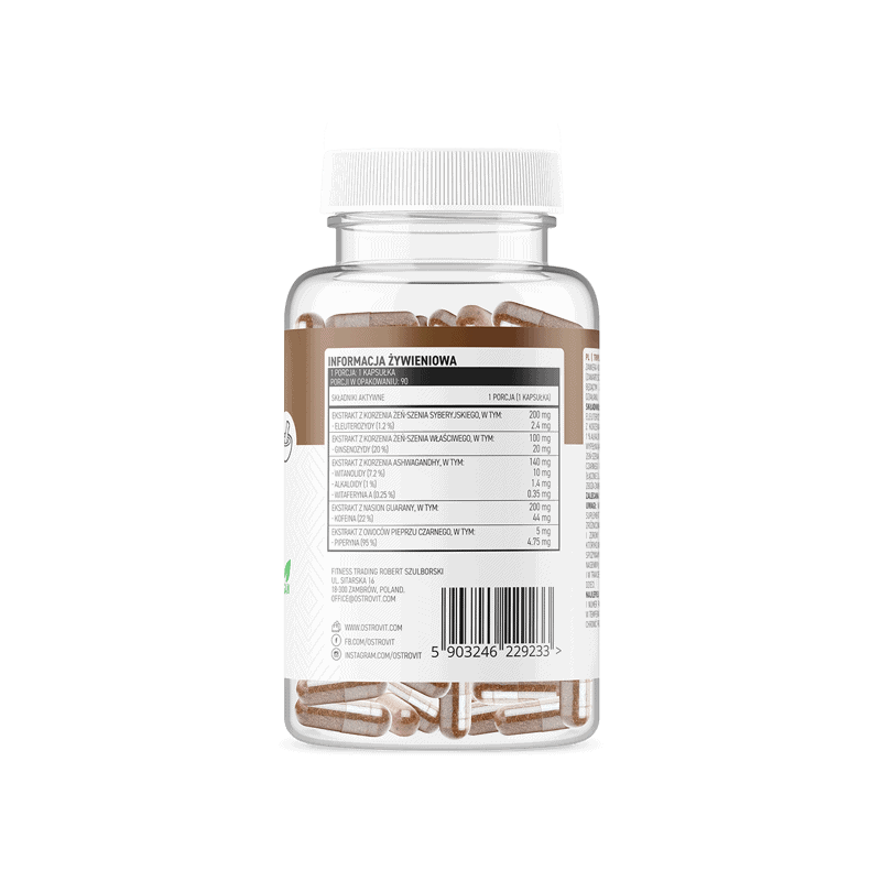 Ingrijire personala si Cosmetice - Sanatate si wellness - Suplimente alimentare - Vitamine si minerale - OstroVit Triple Ginseng VEGE - 90 Capsule - Infinity.ro