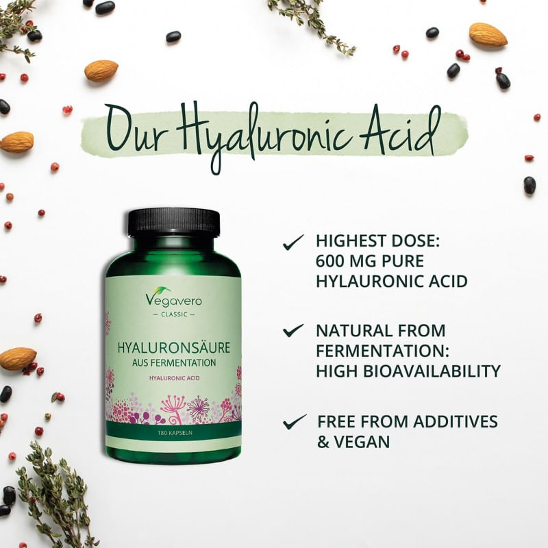 Ingrijire personala si Cosmetice - Sanatate si wellness - Suplimente alimentare - Vitamine si minerale - Vegavero Acid Hialuronic, 600mg, 180 Capsule - Infinity.ro