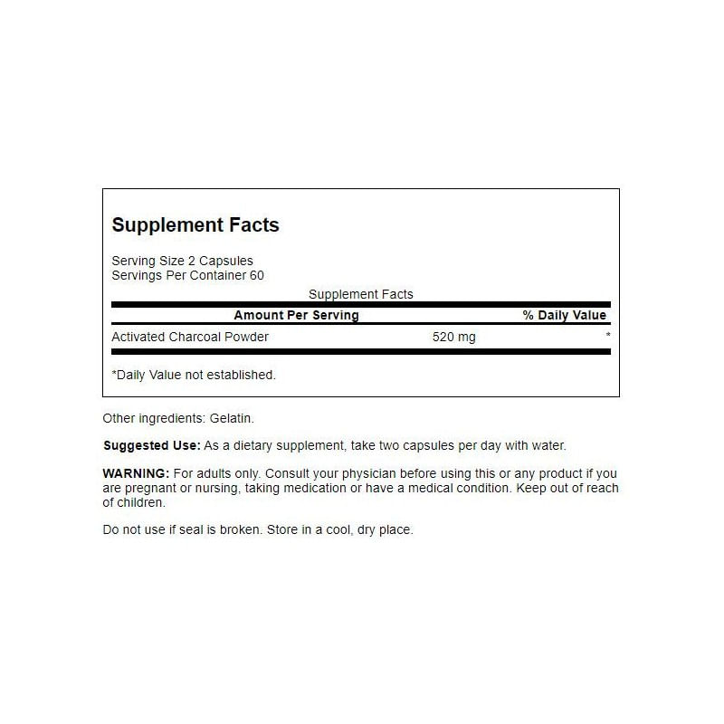 Ingrijire personala si Cosmetice - Sanatate si wellness - Suplimente alimentare - Vitamine si minerale - Swanson Activated Charcoal (Carbune activat) 260 mg - 120 Capsule - Infinity.ro