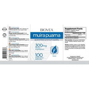 Biovea Muira Puama 300mg 100 Capsule, creste libidoul, afrodiziac