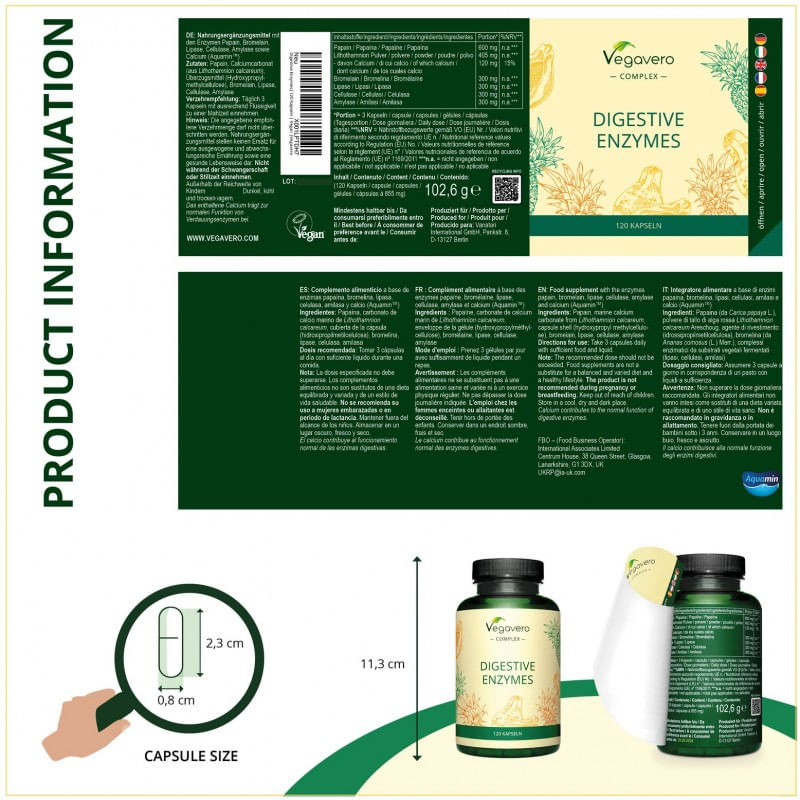 Ingrijire personala si Cosmetice - Sanatate si wellness - Suplimente alimentare - Vitamine si minerale - Vegavero Digestive Enzymes Complex, 120 Capsule (Complex de enzime digestive) - Infinity.ro