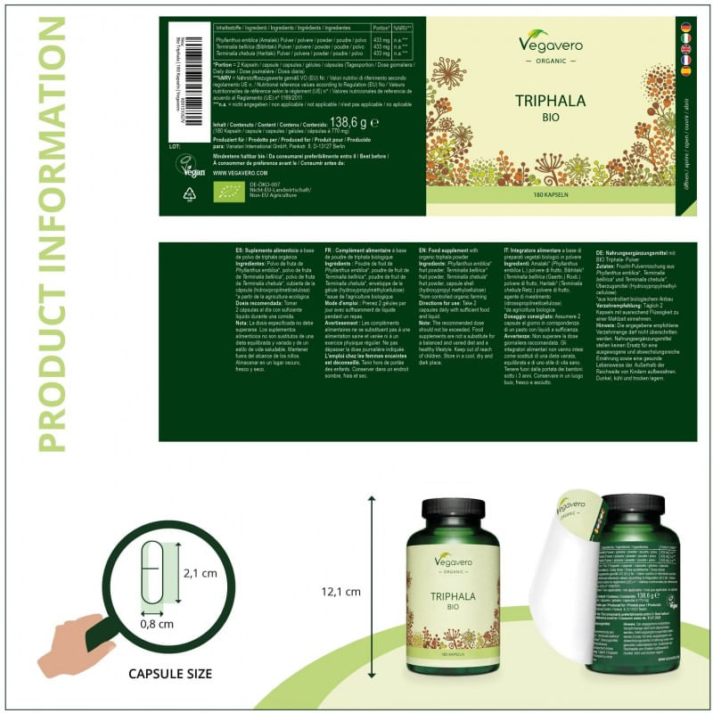 Ingrijire personala si Cosmetice - Sanatate si wellness - Suplimente alimentare - Vitamine si minerale - Vegavero Organic Triphala, 180 Capsule - Infinity.ro