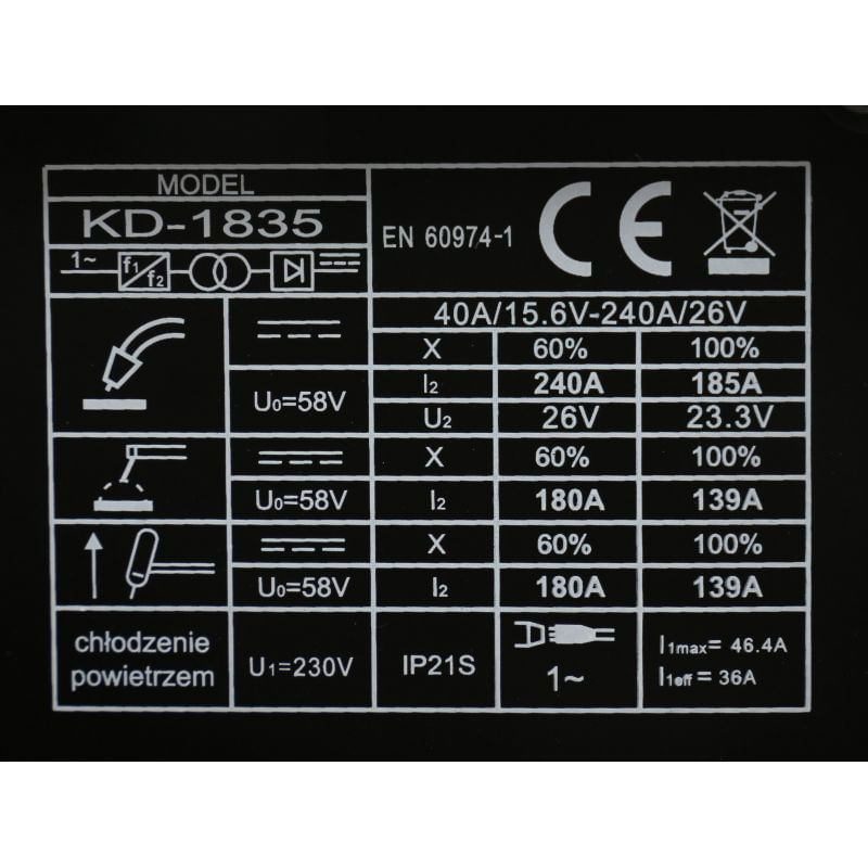 Casa si Gradina - Constructii - Scule electrice si accesorii - Aparate de sudura - Aparat Sudura Invertor 3in1 MMA-MIG-TIG 20-240A KD1835 Kraftdele - Infinity.ro