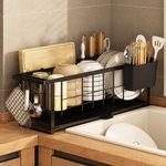 Casa si Gradina - Bucatarie si vesela - Organizare si depozitare bucatarie - Scurgator vase - Raft scurgator vase, Quasar & Co.®, pentru spatii inguste, 3 carlige,  57,5 x 16,5 x 21 cm, metal, negru - Infinity.ro