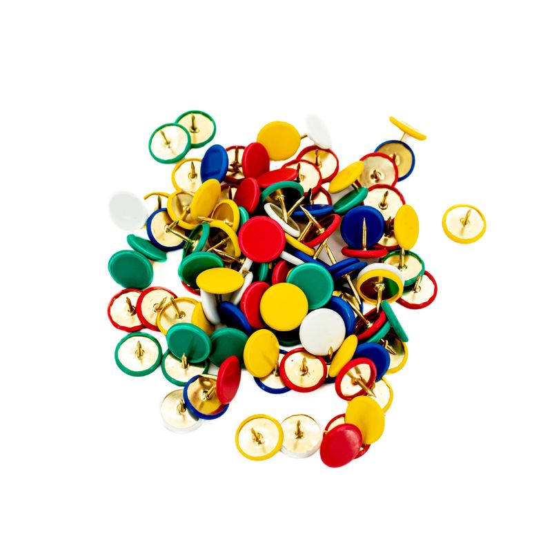 Carti si Birotica - Birotica - Accesorii de birou - Agrafe si capse - Set piuneze KUNST, colorate, 100 buc - Infinity.ro