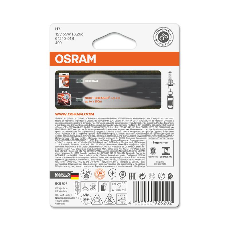 Auto si Moto - Electrice auto - Iluminare si semnalizare - Becuri auto - Bec original H7 Basic 12V 55W PX26D – OSRAM - Infinity.ro