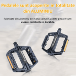 Sport si Outdoor/Ciclism/Piese pentru biciclete/Pedale biciclete - Set 2 Pedale Bicicleta din Aluminiu, Anti-alunecare, Rezistent la Apa si Praf, pentru MTB, BMX, Cursiera, Negru - Infinity.ro