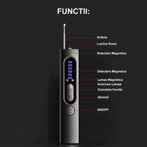 Detector Profesional Anti Dispozitive de Spionaj, GPS, Camere, Microfoane Ascunse, Reportofoane, Frecventa RF 8000 MHz