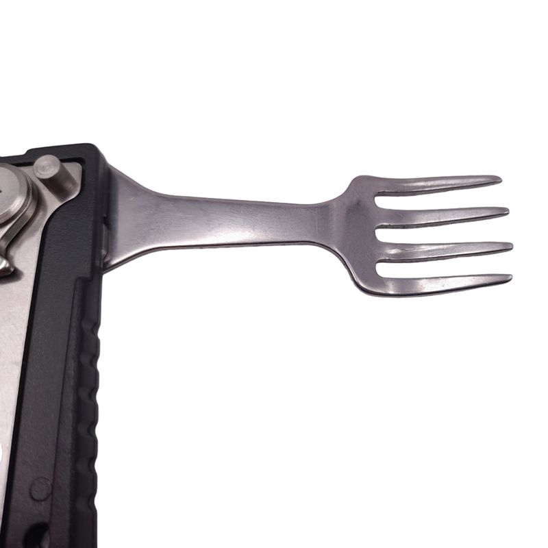 Sport si Outdoor - Camping - Bucatarie de camping - Vesela camping - Set tacamuri pentru camping si drumetii IdeallStore®, cutit si furculita, tip briceag, 16 cm, negru - Infinity.ro